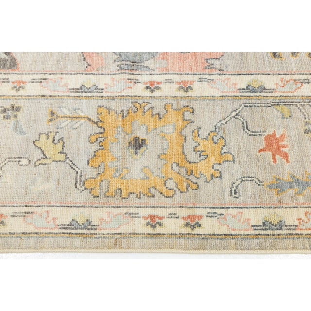 2020s Contemporary Oushak Transitional Rug Muted Earth Tones & Large Floral Medallions For Sale - Image 5 of 11