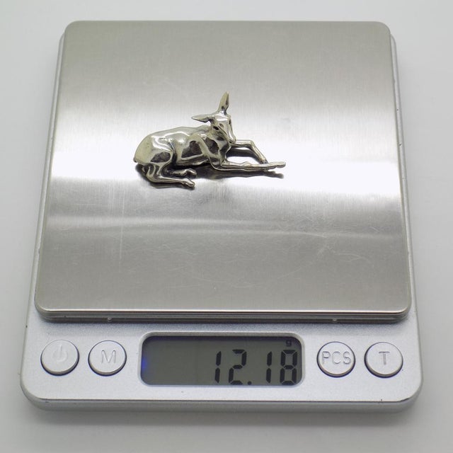 Vintage Italian Handmade Sterling Silver Sitting Deer Figurine, 1980s For Sale - Image 10 of 13