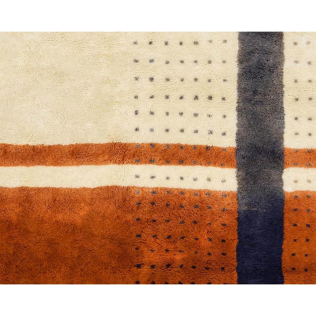 Ivory Modern Color-Block Hand-Knotted Moroccan Wool Rug | 10'2" X 8'3" | One of a Kind For Sale - Image 8 of 10