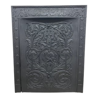 Stunning Late 18th Century 24" X 31" Decorative Cast Iron Fireplace Surround and Insert For Sale
