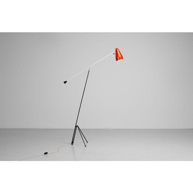 Black Model 6320 Floor Lamp by Wim Rietveld for Gispen, Netherlands, 1953 For Sale - Image 8 of 18