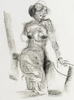 'Young Woman Kneeling' by Michael Decker, Graphite, 1970's