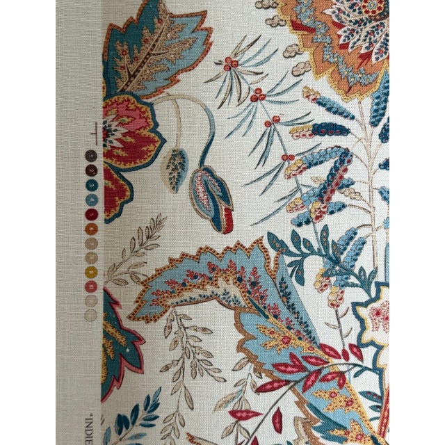 G P & J Baker Indienne Flower Red/Teal Linen Fabric 7 7/8 Yards For Sale In Raleigh - Image 6 of 6