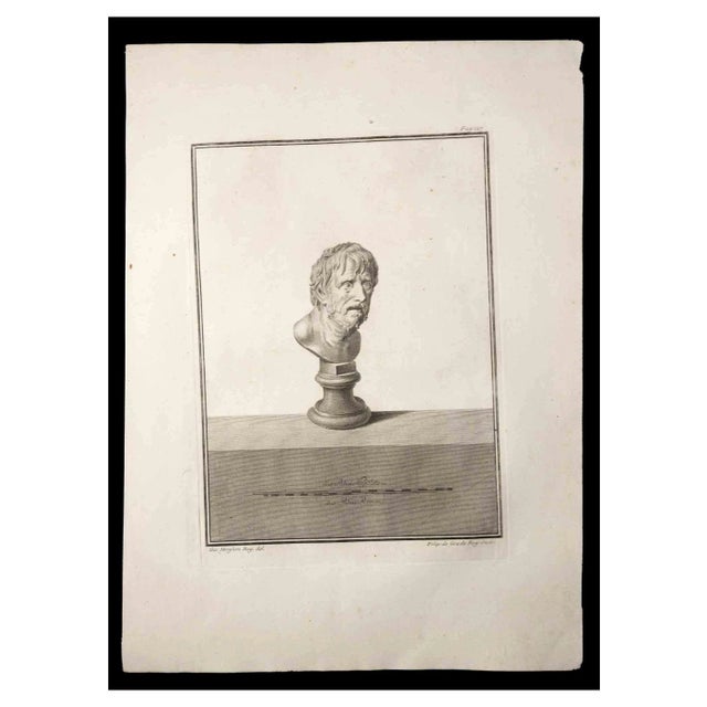 Giovanni Morghen, Ancient Roman Bust, Original Etching, 18th Century For Sale