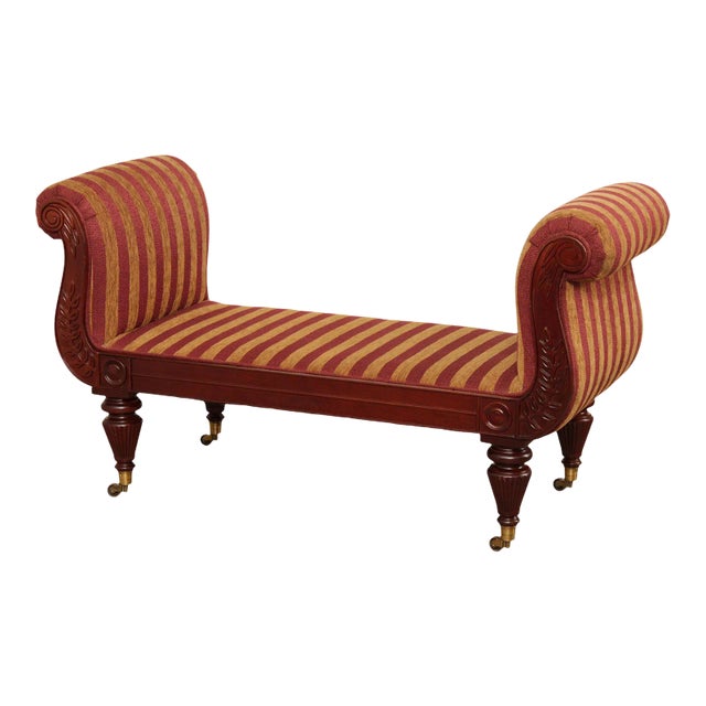 Late 20th Century William IV Style Carved Mahogany Window Bench For Sale