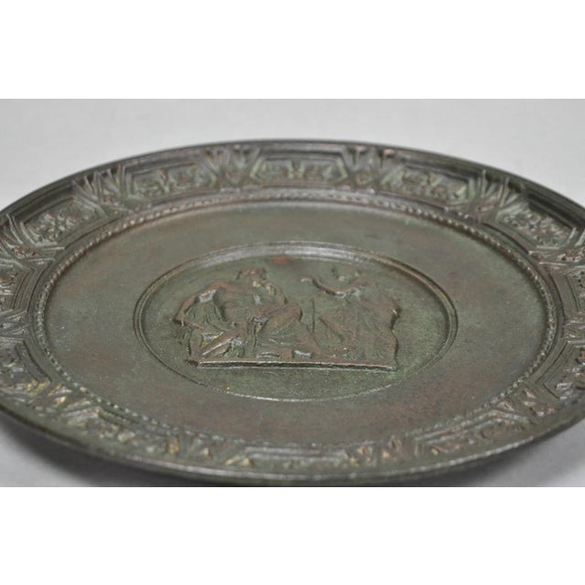 Vintage Roman Classical Style Figural Cast Iron Twin Handle Charger Dish For Sale - Image 10 of 12
