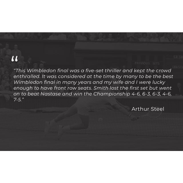 An exclusive limited edition photograph of American Tennis Star Stan Smith (Stanley Roger Smith) captured flying through...