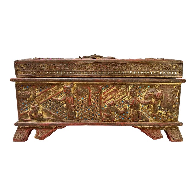 Late 19th Century Burmese Kammavaca Manuscript Chest - 14.5 In For Sale