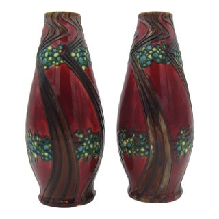 English Minton Secessionist Art Nouveau Vase Pair For Sale