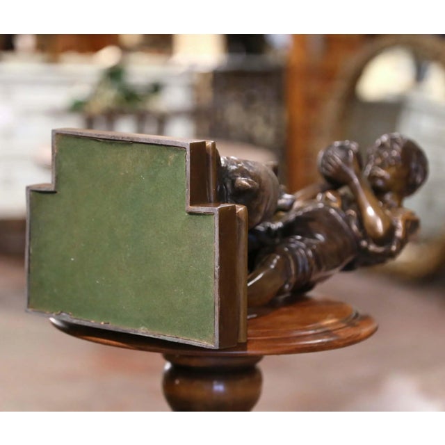 Early 20th C. Belgian Patinated Spelter Sculpture of Boy Feeding Dog by Rousseau For Sale - Image 12 of 12