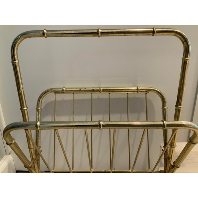 Mid-Century Modern Vintage Gold Bamboo Motif Magazine Holder For Sale - Image 3 of 7