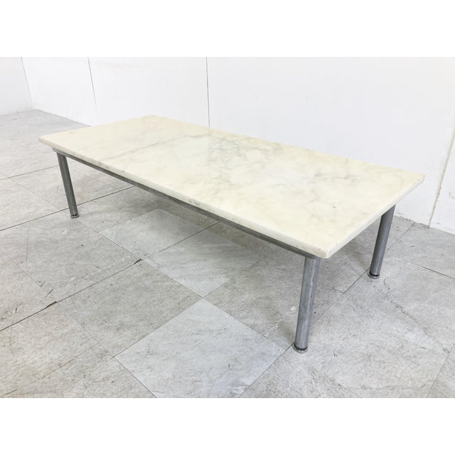 Stone Vintage White Marble Coffee Table, 1960s For Sale - Image 7 of 10