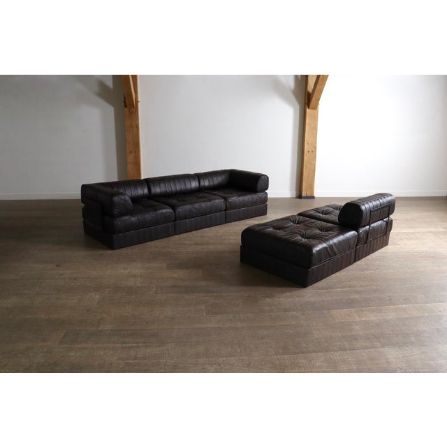 DS-88 Modular Sofa in Dark Brown Patchwork Leather from de Sede, Switzerland, 1970s, Set of 5 For Sale - Image 10 of 14