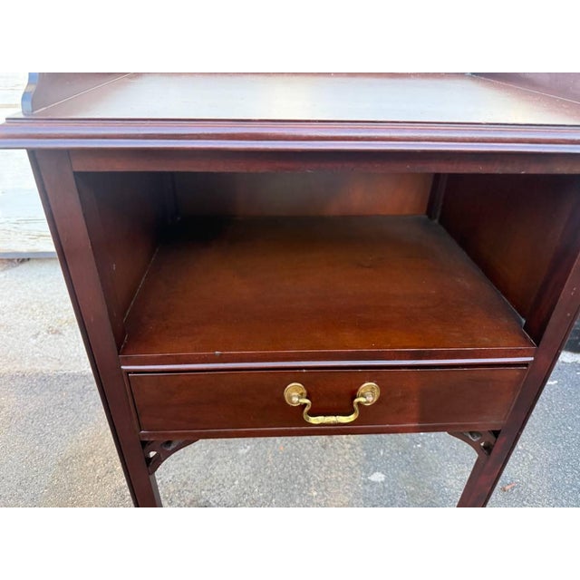 Late 20th Century Pair of Councill Craftsmen Mahogany Chippendale Style Fretwork Nightstands For Sale - Image 16 of 16
