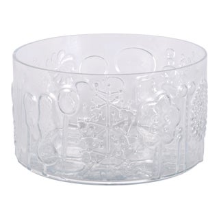 Iittalla Flora Oiva Toikka Large Glass Vintage Salad Bowl For Sale