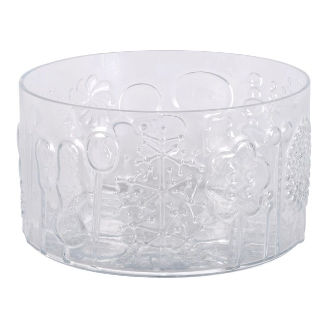 Iittalla Flora Oiva Toikka Large Glass Vintage Salad Bowl For Sale