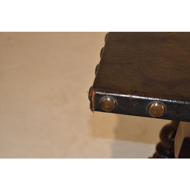 Wood Early 20th Century Walnut Bench With a Hand Painted Top For Sale - Image 7 of 7