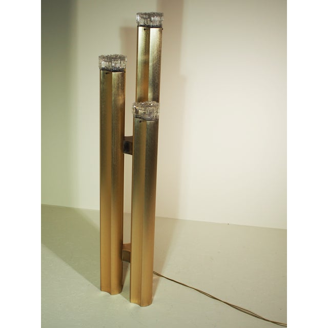Metal Three Towers Brass Standing Lamp by Gaetano Sciolari, Italy, 1970s For Sale - Image 7 of 15