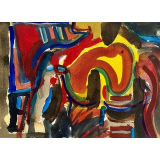 Edward Avedisian, Mod Abstract Expressionist Modernist Edward Avedisian Color Field Art Gouache, c. 1979-1980's For Sale