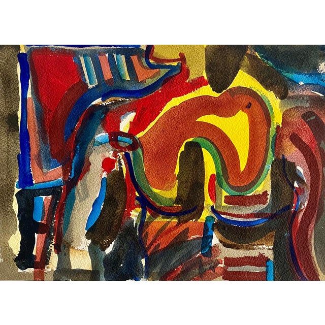Edward Avedisian, Mod Abstract Expressionist Modernist Edward Avedisian Color Field Art Gouache, c. 1979-1980's For Sale