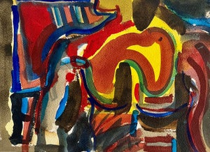 Edward Avedisian, Mod Abstract Expressionist Modernist Edward Avedisian Color Field Art Gouache, c. 1979-1980's