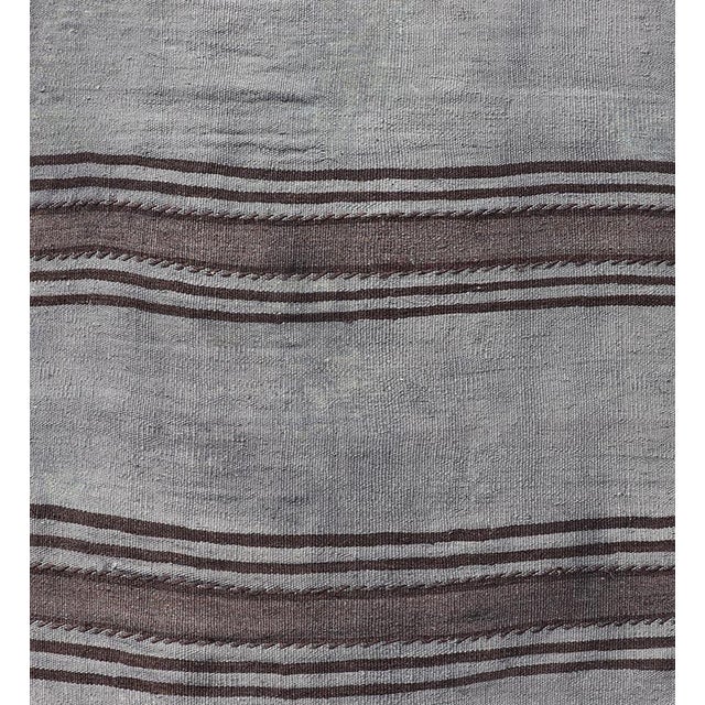 Early 20th Century Vintage Turkish Kilim Runner With Gray and Brown Stripes 2'5 X 10'5 For Sale - Image 5 of 9