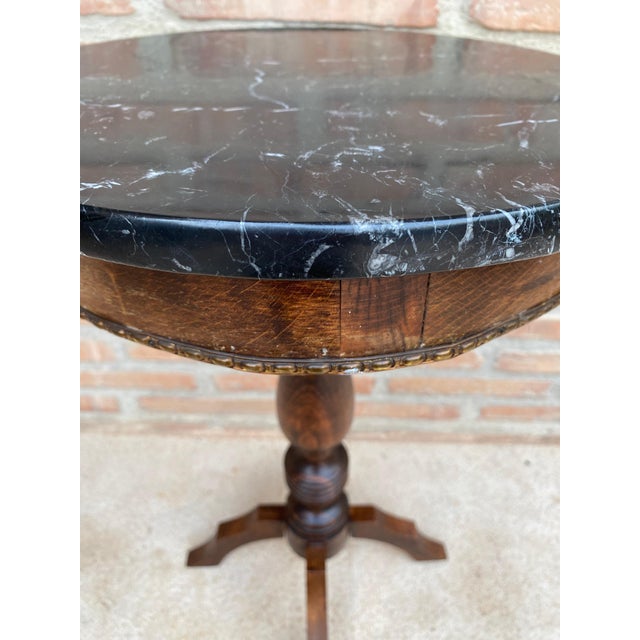 Late 19th Century French Walnut Side Table with Black Marbled Tabletop, 1880s For Sale - Image 17 of 18