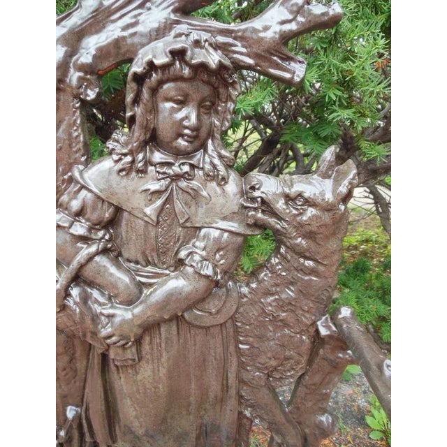 Burnt Umber Cast Iron Umbrella Stand of Red Riding Hood For Sale - Image 8 of 10