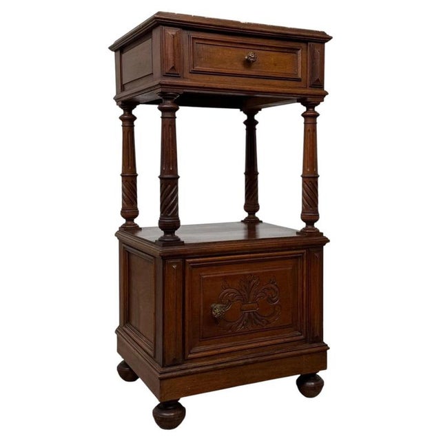 19th Century French Walnut Cabinet with Marble Top For Sale - Image 13 of 13