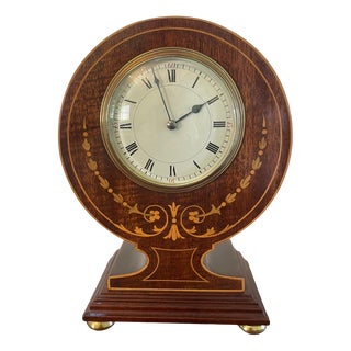 Edwardian Mahogany Inlaid Mantle Clock, 1900s For Sale