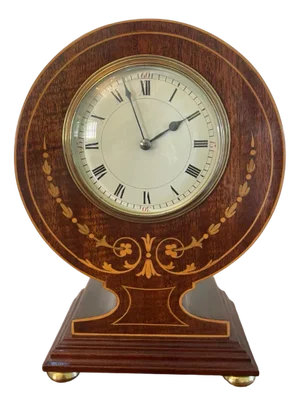 Edwardian Mahogany Inlaid Mantle Clock, 1900s