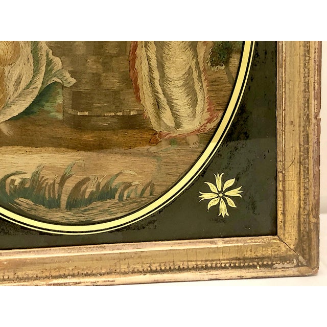 Champagne Late 18th-Century Embroidered Depiction of Old Testament Meeting of Isaac and Rebecca at the Well For Sale - Image 8 of 11