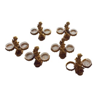 Late 19th Century Baccarat Gilt Bronze & Chrystal Double Salt Cellar - Set of 6 For Sale