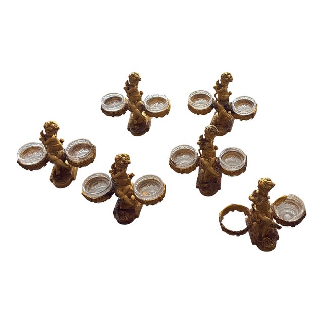 Late 19th Century Baccarat Gilt Bronze & Chrystal Double Salt Cellar - Set of 6 For Sale