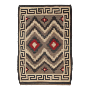 Vintage Navajo Carpet, Oriental Rug, Handmade Wool Rug, Red, Black, Ivory, Bold