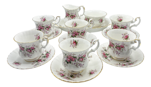 Lavender Rose Tea Service for Six People from Royal Albert, 1970s, Set of 15