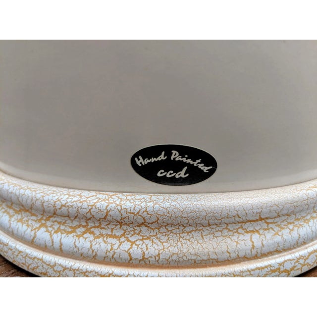 Ceramic Vintage Cottagecore Hand Painted Floral Ceramic Table Lamp For Sale - Image 7 of 12