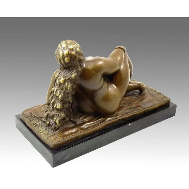 Brown Sculpture of Nude Woman at the Beach, 20th Century, Bronze For Sale - Image 8 of 10