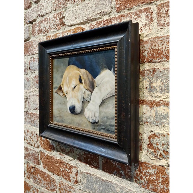 Anita Baarns - Cute Fox Hound Puppy Dog Sleeping -Oil Painting For Sale In Los Angeles - Image 6 of 8