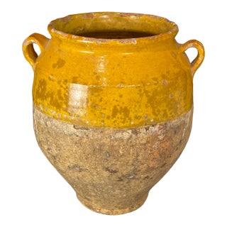French Confit Pot With Yellow Glaze From the 19th Century #8865 For Sale