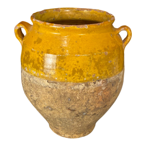French Confit Pot With Yellow Glaze From the 19th Century #8865