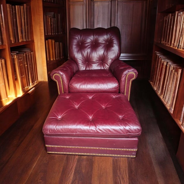 Elevate Your Home With This Stunning, Vintage Hancock & Moore Living Room Collection, Featuring a Luxurious Sofa, Armchair, and Matching Ottoman For Sale - Image 9 of 12