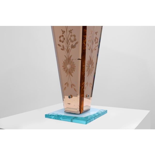 1920s Art Deco Vase in Glass, Mirrored Glass and Wood, France, 1920s For Sale - Image 5 of 11