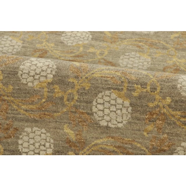 Textile Contemporary Block Print Brown & Gold Wool Runner by Rug & Kilim, India For Sale - Image 7 of 8