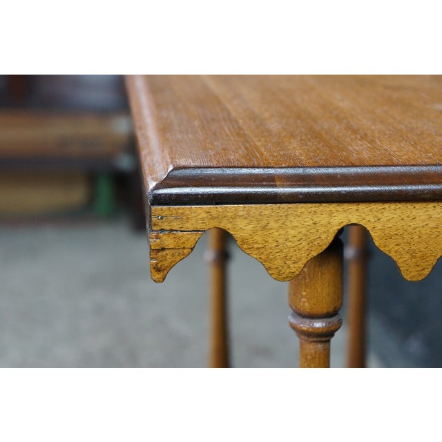 Antique Victorian Eastlake 2 Tier Walnut Hall Side Table Sawtooth Apron 25" For Sale - Image 11 of 18