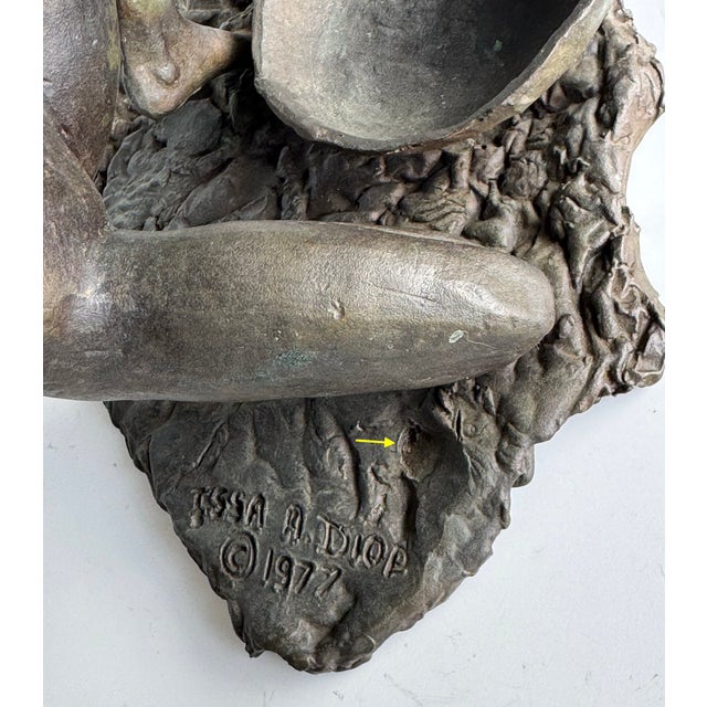 Signed Issa K. Diop 1977 Nude African Woman Bronze Sculpture For Sale - Image 18 of 18