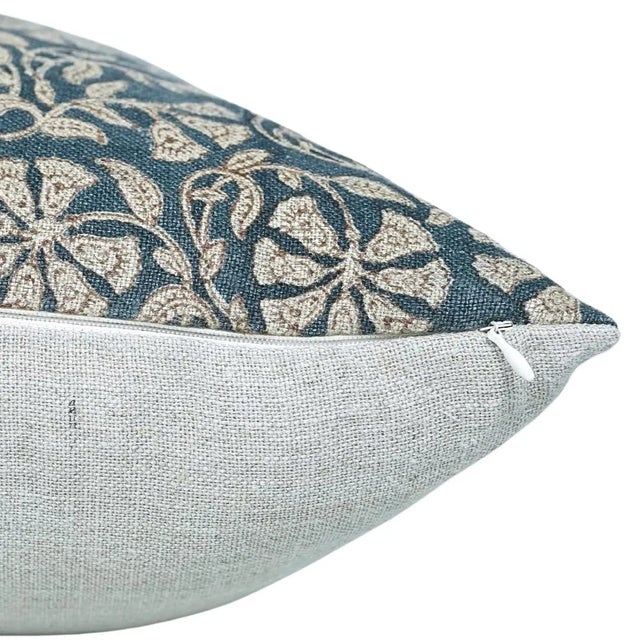 Art Deco Artisan Block Print Cushion Cover 12x20 Inch Handcrafted Thick Linen Throw Pillow- Rudraksh For Sale - Image 3 of 4