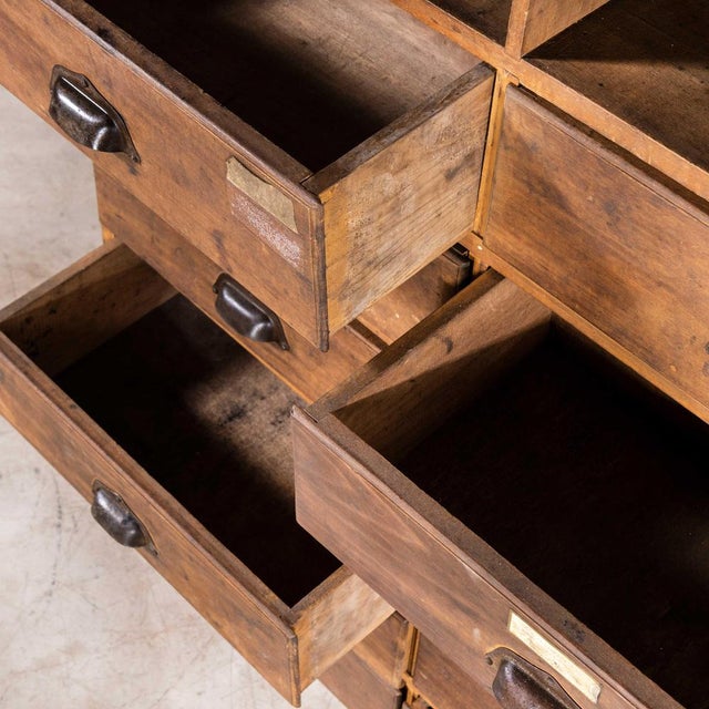 Tall French Workshop Cabinet with Twelve Drawers, 1940s For Sale - Image 11 of 12