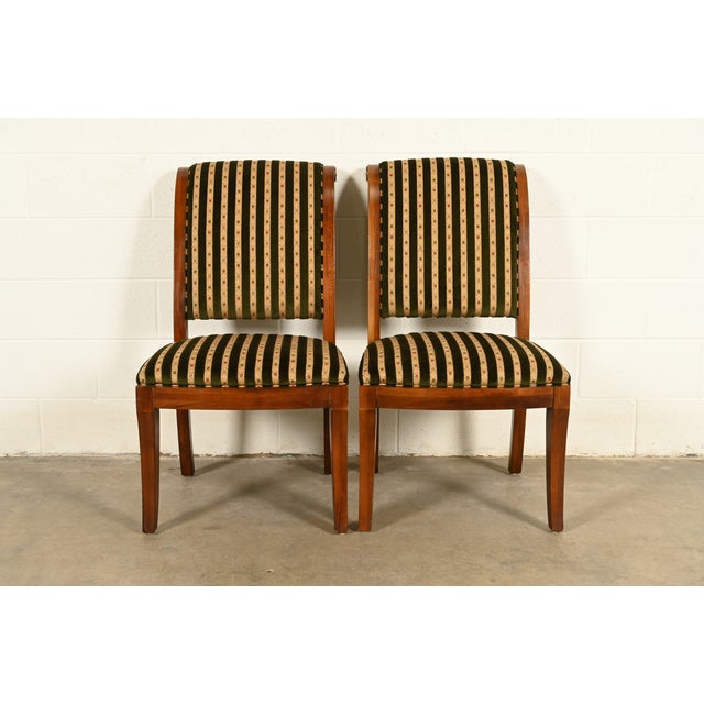 Neoclassical Henredon French Empire Carved Mahogany Side Chairs or Dining Chairs, Pair For Sale - Image 3 of 15