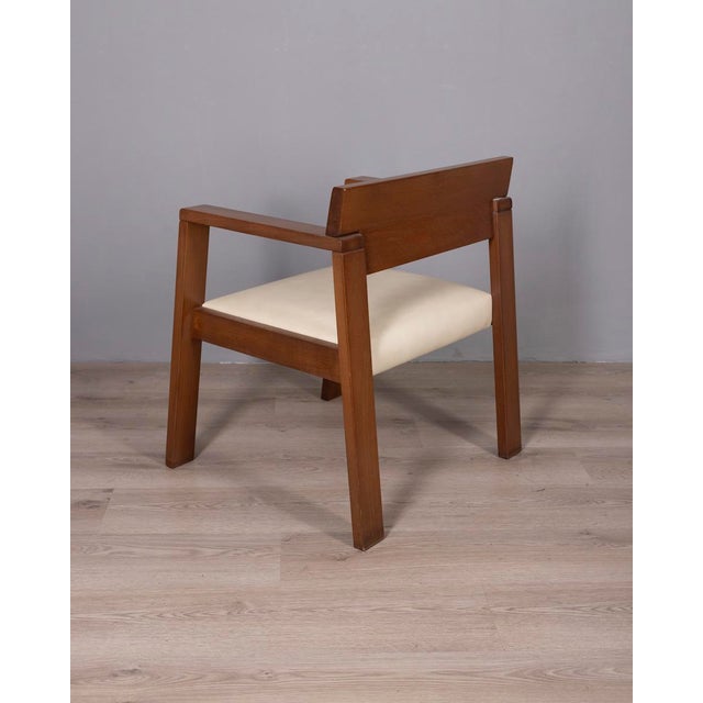 Wood Vintage Italian Armchair in Wood and Leather, 1980s For Sale - Image 7 of 14